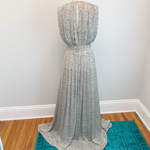 L’agence Sleeveless Pleated Dot-Print Maxi Dress Gown Size 6 - Picture 11 of 16